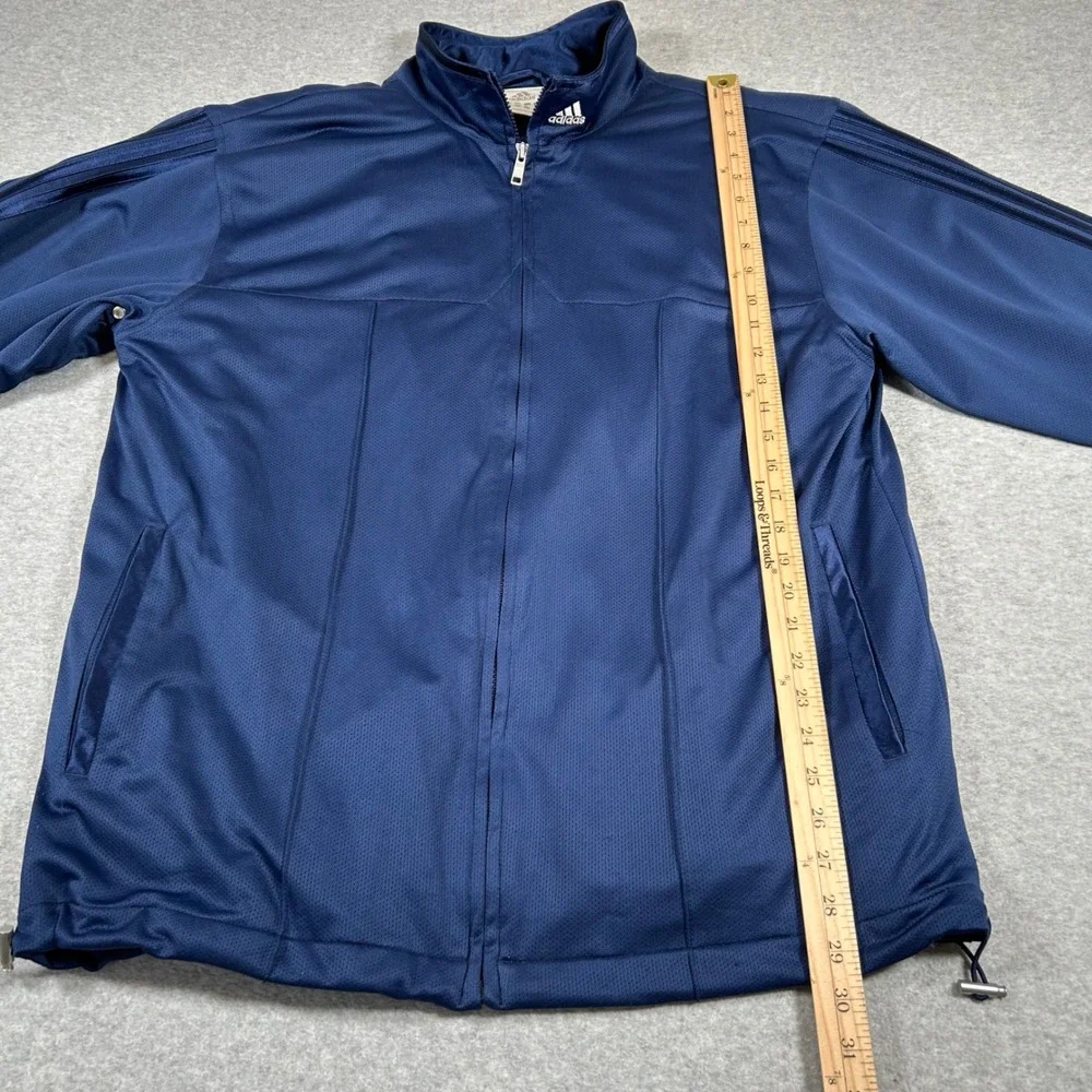 Adidas Track Jacket Mens Large Blue Y2K Vintage Basketball Full‎ Zip Shiny